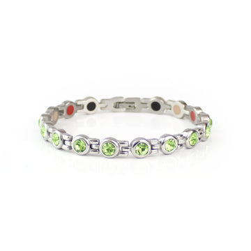Myrtle - Negative Ion Bracelet, Stainless Steel with Green Swarovski Crystals